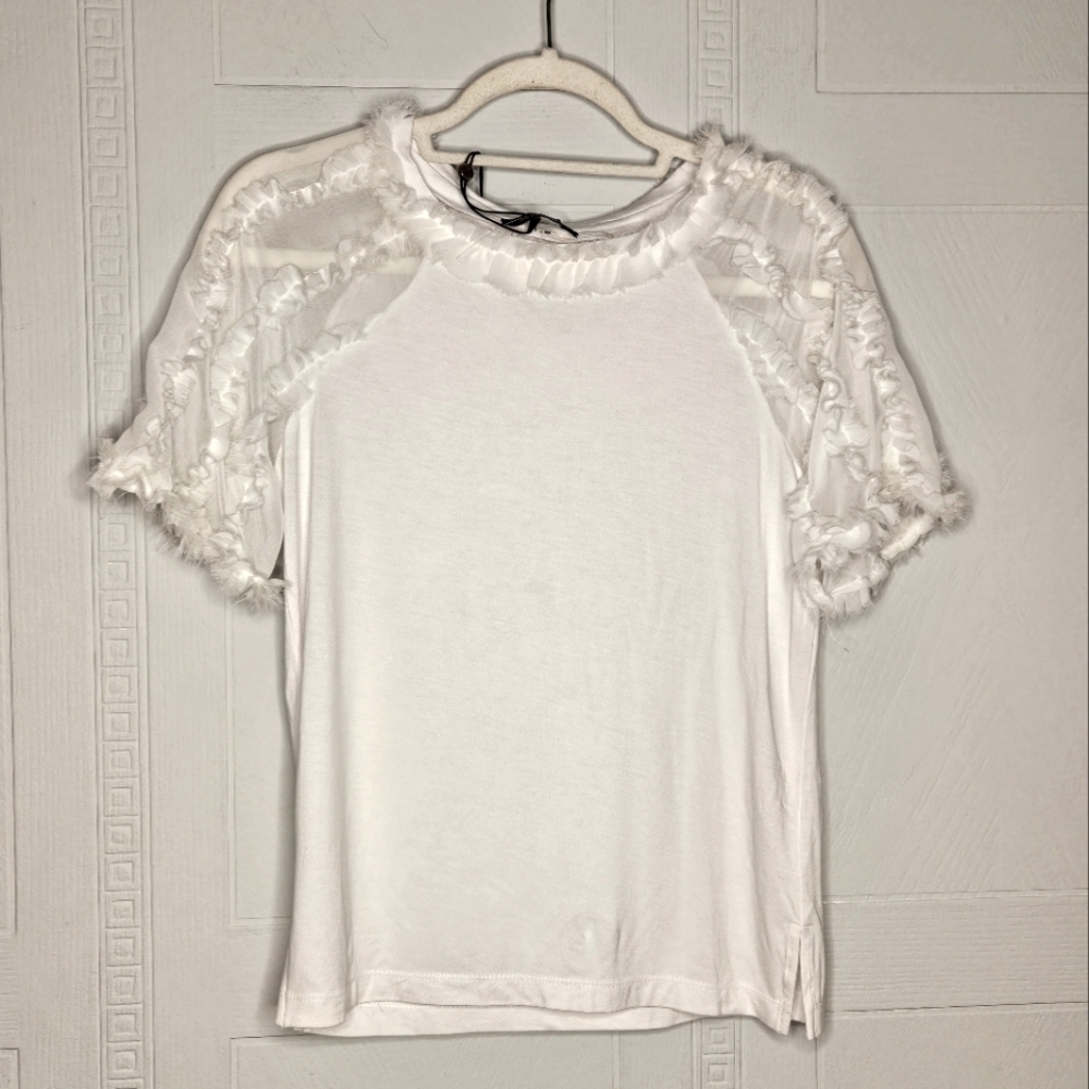 Kobi Halperin Betsy Ruffle Trim Top White Size XS NWT Boho Romantic
